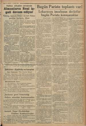    ık EE EEE eN ME a r bi TN AE ma Sk EE İT GR — Y. KURUN 10 MART 1936 ye AR Halkın alkışları arasında Almanların Reni iş-...