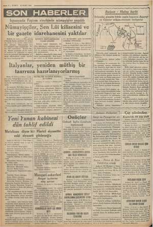  — ?— KURUN 15 MART 1936 İspanyada Faşizm aleyhinde nümayişler yapıldı & Madrid, 14 (A.A.) — Dün sehrin , ortasında faşizm...