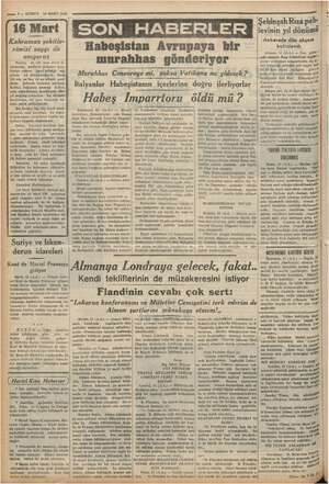     — ? — KURUN 16 Mart Kahraman şehitle- rimizi saygı ile diolar... 16 MART 1936 demiyen bir düşi İstanbul üzerinde dola” eN