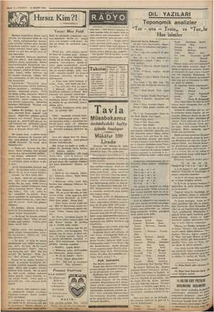  —— 4— KURUN 16 MART 1936 Hırsız Kim 2! — Almancadan — Hastane başdoktoru Bravn, zi ira Zu tepinmede hakkı da çünkü, haf anane