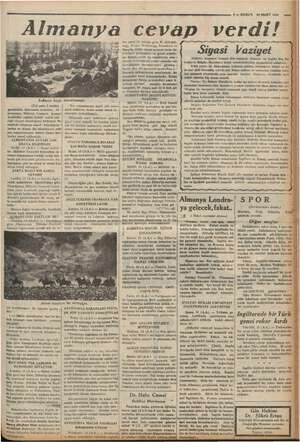    7 -—- KURUN 16 MART 1936 Imanya cevap verdi! Zokarno böyle Aas Kiz (Üst yanı I incide) gazetesinin Mera iri, Berlin, ler,