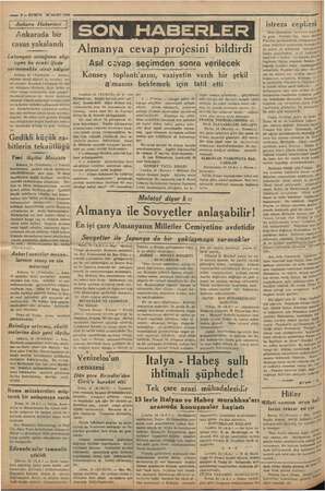    — 2-- KURUN 25 MART 1936 i Ankara Haberleri | Ankarada bir casus yakalandı Letonyalı olduğunu söyı liyen bu ecnbi ifade iie