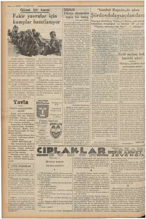  iz — e KURUN 18 NİSAN 1936 isli ilemi YE Güzel bir karar Fakir yavrular için © o karaplar hazırlanıyor 5 İstanbul Kültür...