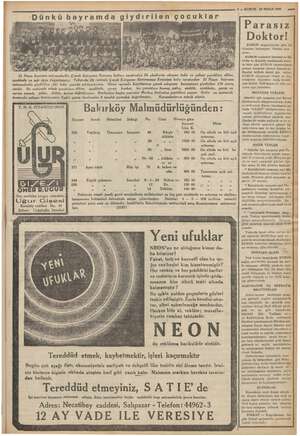    KURUN 24 NISAN 1936 o | iİ Parasız i Doktor! KURU! ya İlmi bir hizmette bulunuyo: yon “KURUN hekimleri İstanbul ve Üs 23