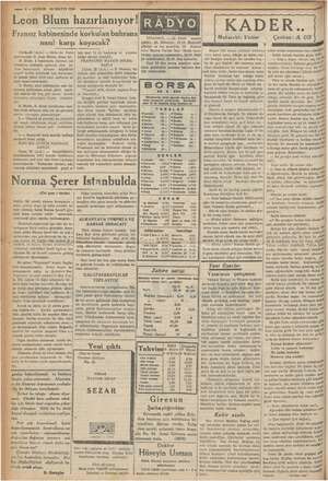    KUR 26 MAYIS 1936 -con Blum h lm kabinesi azırlanıyor! i “o izi in buhrana K oyacak? Kiral D E R 4 (plâk), 19. di bi 1945.