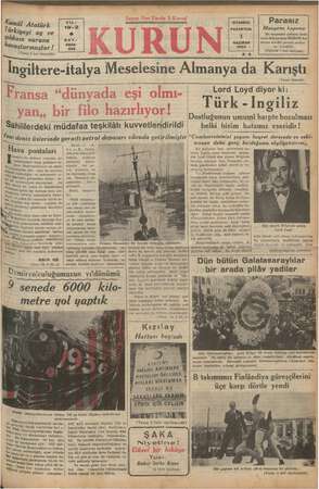    amal Atatürk ürkiyeyi ay ve yıldızın nuruna “vuşturmuştur / (Yazısı 2 inci Sayıfada) LG AGA TA iSTANBUL Parasız PAZARTESİ