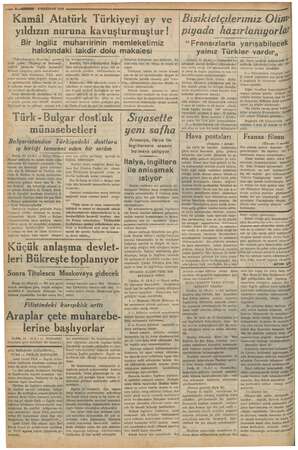    | Kamal Atatürk Parki) ay ve - oyıldızın nuruna kavuşturmuştur ! | Bir Ingiliz muharririnin memleketimiz hakkındaki takdir