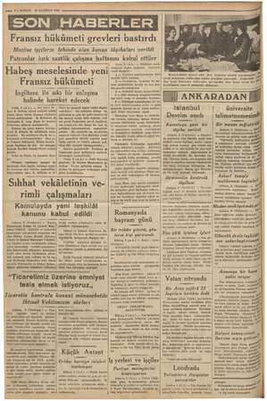    a © a 2 —KURUN 10 HAZİRAN 1936 Fransız hükümeti grevleri bastırdı Meclise işçilerin lehinde olan kanun lâyihaları verildi