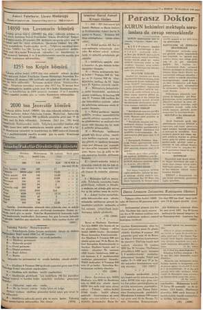  7 — KURUN 23 HAZİRAN 1936 e Askeri Fabrikalar Umum Müdürlüğü Satınalma komisyonu ilânları 14850 ton Lavamarin kömürü Tahmin