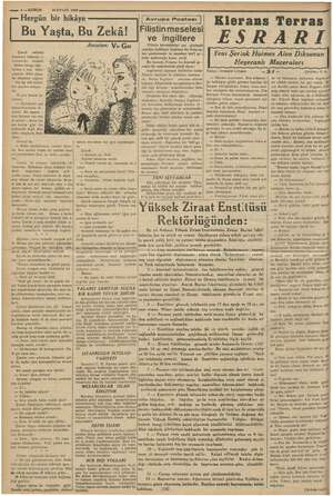    mez 4 — KURUN 10 EYLÜL 1936 Hergün bir hikâye Bu Yaşta, Bu Zekâ! | İ Avrupa Posta sofrada ükmü her şeyden anlıyor - du. O