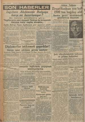    m 2 -- KURUN 23 EYLUL 1936 İngiltere Akdenizde ftalyaya karşı mı hazırlanıyor ? Bir ltalyan gazetesine “İngilterenin yeni