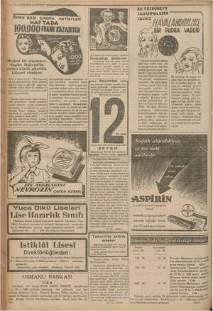    —— 12 — KURUN29 İLKTEŞRİN 1934 Nenen ei Seg Mi 100 dü FRANK KAZANIYOR e To op Meşhur bir sinemacı : p Bugtin Holivud'da Mi