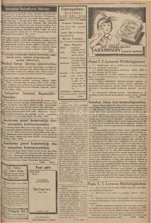    7— KURUN 711. TEŞRİN 1936 — (| Gl Belediyesi llânları yine 53 lira kıymet biçilen itfaiye müdürlüğü binası karşısındaki...