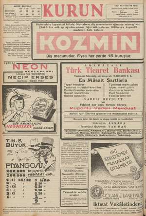    KURUN YAZI VE YÖNETİM YERİ: Istanbul, Ankara Caddesi, (VAKTI yurdu) Telefon ZAYİ Babam ihtiyat subayı Cahitten mu- hassas 3