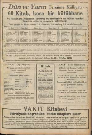    p a, Mae giri eze ME e : - Dün ve Yarın Tercüme Külliyatı — 60 Kitab, koca bir kütübhane Bu kütübhane Avrupanın tanınmış