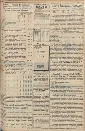    stanbul Tramvay Şirketinden: Ni e 1911 tarihli şartnamenin 14 fincüi maddesine göre art 1937 tarihinden itibaren tekmil...