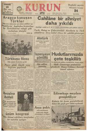      ÇARŞAMBA 10 MART 1937 e. e Bi dai r0o0 İSTANBUL — Ankara Caddesi Posta kutusu: 46 (İstanbul) Arapça konuşan | Türkler *