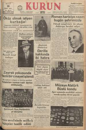  “ SALI 16 MART 1937 İSTANBUL — Ankara Caddesi Posta kutusu: 46 (İstanbul) .'.. Yıl: 20-3 Sayı: 6886-1006) v0 Er Öküz olmak