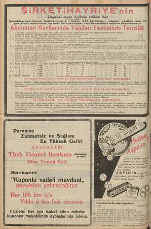  y N ŞiRKETiHAYRIYE'nin Şirketihayriye büyük fedakârlıklaria 1 Nisan 937 tarihinden itibaren aşağıda sıra ile gösterilen...