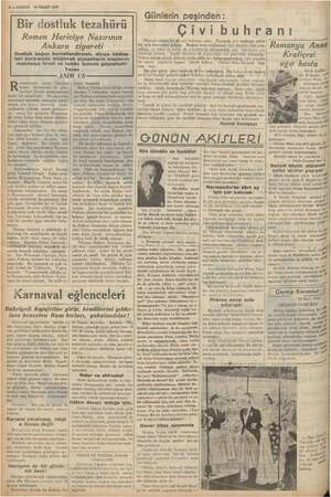  Ga © tının bir temel siyaset, 2 — KURUN 19 MART 1937 Ankara Dostluk bağını kuvvetle Bir dostluk tezahürü Romen “Hariciye...