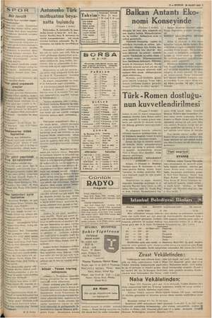      7 « KIJEUN 20 MART 1937 ? > Antonesko Tük SPOR h Cumartesi A : Bir tavzih matbuatına beya- /| Takvimbe Mar 2 man : Ter -