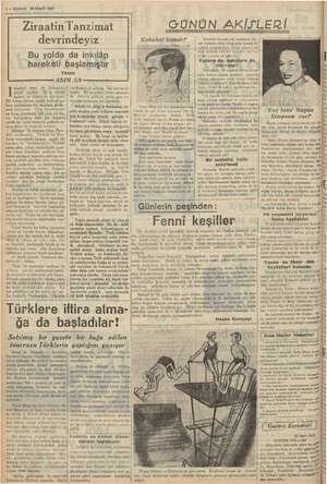    Te b . £— KURUN 25 MART 1937 ASI Ziraatin Tanzimat devrindeyiz Bu yolda da inkılâp hareketi başlamıştır Yazan 1S v5 stanbul