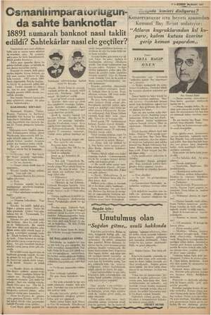    Osmanilıimparaiöriugun-. Konservatuvar icra heyeti azasından Kemani Bay Reşat anlatıyor: da sahte banknotlar 18891 numaralı