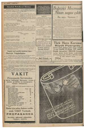    12 — KURUN * 8 NİSAN 1937 5 Istanbul Belediyesi Ilânları Muhasebede münhal EE Sİ 7—4—937 çarşamba günü saat 14 de imtihan