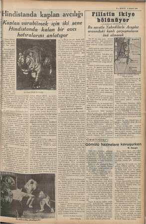    Y "Hindistanda kaplan avcılığı 5 — KURUN 6 NİSAN 1937 “Kaplan vurabilmek; için “iki sene © Vikone (Edmon şedö Ponsen) in bü