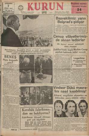    KE # BENEŞ ÇARŞAMBA NISAN 1937 Yıl: 20-3 Başvekil İsmet İnönü Karabül'te nutkunu Söylerken Bugünkü sayımız İlâvemizle...