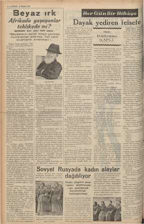     ARK MN Mİ 6 — KURUN. 27 NİSAN 1937 Meşhur İngiliz muharriri o (Ber- nard na eserlerinden birinde şöy- le yalak Afrikada