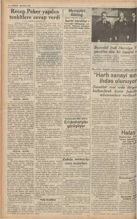  KL 4 — KURUN 28NİSAN 1937 Recep Peker yapılan tenkitlere cevap verdi (Üsiyamı 1 incide) nu işaret etmiş, ve hus mein 6)...