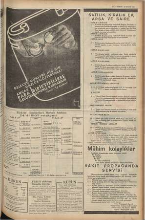    11 — KURUN 29 NİSAN 1937 SATILIK, KiRALIK EV, ARSA VE SARE ça ve KİRALIK 1 aklı da Küçükçamlıca caddesinde Boğaza İstanbula
