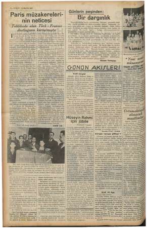    ge KURUN 10 MAYIS 1937 - Paris müzakereleri- “nin neticesi Tehlikede olan dostluğunu kurtarmıştır © smet İnönü Londraya...