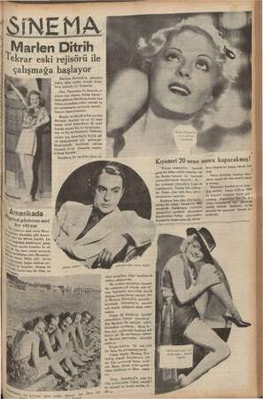    # N (İ a NN e |. SİNE Marlen Ditrih Tekrar eski rejisörü ile çalışmağa başlayor Marlene Dietrich'in şöhretini temin eden