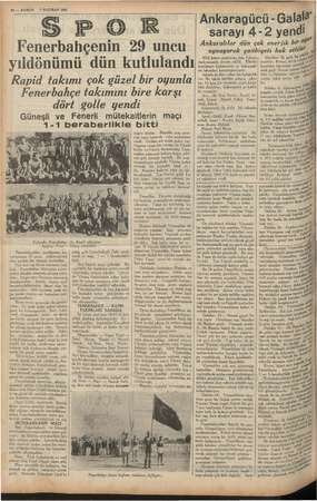    i i w 12 — KURUN © 7 HAZİRAN 1937 I> a © R Fenerbahçenin 29 uncu yıldönümü dün kutlulandı Rapid takımı çok güzel bir le...