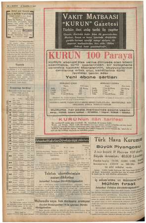    EE kalma alel öle rim Öğ lümene eye YARA vE SAM 12 — KURUN 11 HAZİRAN 1937 VAKIT MATBAASI “KURUN” Gazetesi Türkün ileri...