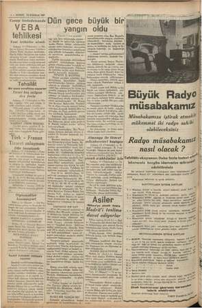    4 — KURUN 16 HAZİRAN 1937 Cenup hududumuzda VEBA tehlikesi Yeni tetbirler alındı "Ankara, 15 (Telefonla) — Sıh- hat ve...