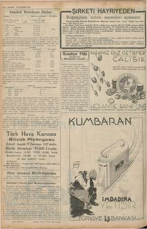    12 — KURUN 27 HAZİRAN 1937 Istanbul Belediyesi ilânları >. erme Şi R K ETİ z HAYR Miktarı Beherinin muhammen (o İlk teminât