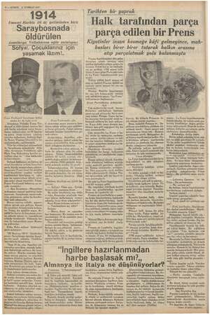  8 — KURUN S5 TEMMUZ 1937 1914 o Umumi Harbin ilk üç yetiminden biri: Saraybosnada öldürülen Avusturya Veliahdının oğlu...