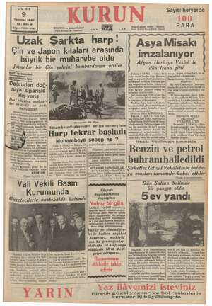    GUMA Temmuz 1937 Yıl: 20-3 Sayı: 7001-1121 İSFANBUL -- Ankara Caddesi Posta kutusu: 46 (İstanbul) Uzak Şarkta harp Çin ve