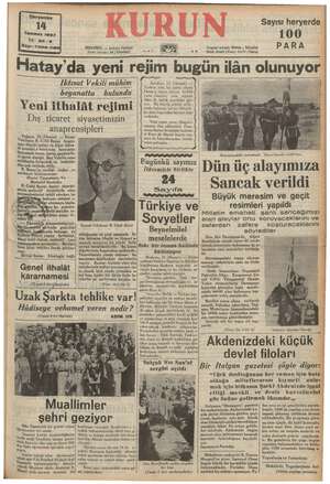      K tertib, ettiği İstanbulu Ki Çarşamba 14 Temmuz 1937 Yıl: 20.3 Sayı: 7006-11. mmm an Posta kutusu: 46 (Istanbul) Sayısı