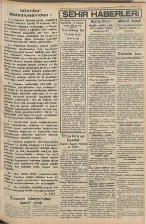  l Istanbul Belediyesinden : 1 — istanbul Belediyesinin Eminönü Fatih şubeleri içinde 28 temmuz 1937 ta hinden itibaren ve...