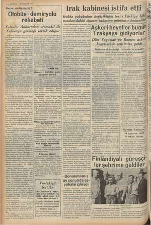    2 — KURUN 18 AĞUSTOS 1937 ; Bursa mektupları: 9 5 Otobüs - demiryolu rekabeti Yolcular Ankaradan otomobil ile Kg vay...