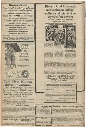    12 — KURUN 1I9AĞUSTOS 1937 Ki . | rağ | i Bogaziçinde | Bi L. Cild hü vd) digi 1ocel... Çild hüceyratı i Festival mehtap