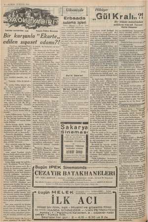  4 — KURUN 19 EYLUL 1937 Hikâye: .GülKralı,,?! Bir Alman masalından mülhem olarak Yazan: | | Luka lde * Erbaada sulama işleri