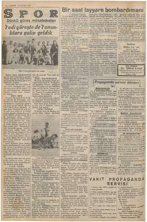  10 — KURUN 27 EYLÜL 1937 S€ P Dünkü güreş lerimiz dün saat on altıda © Ostadyo: eyecanlı güreş mü” sabakaları yaptılar....