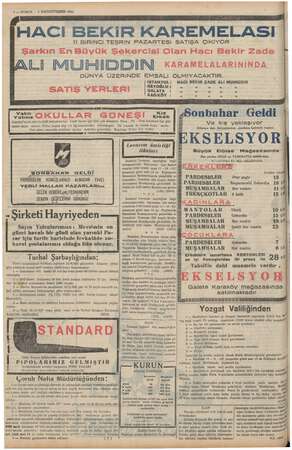    8 —KURUN 9 BİRİNCİTEŞRİN 1957. ALi MUMHİD DÜNYA ÜZERİNDE EMSALI SATIŞ YERLERİ ISTANBUL: BEYOĞLU : GALATA ADIKÖY talebe...