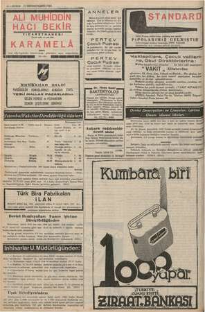  17 — KURUN (12 BİRİNCİTEŞRİN 1937. ALİ: MUHİDDİN HAĞI. BEKİR TIGARETHANESİ Gayet nefis ve çok lüks KARAMELÂ Şekeri İmal edip