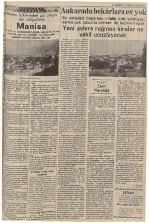  9 — KURUN 12 BİRİNCİTEŞRİN 1937 * < Ankarada bekârlara ev yok Ev sahipleri bekârlara kiralık oda vermiyor; ayrıca çok çocuklu